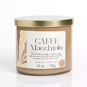 NEW ! 3 wick Cafe Macchiato Lidded Jar Candle